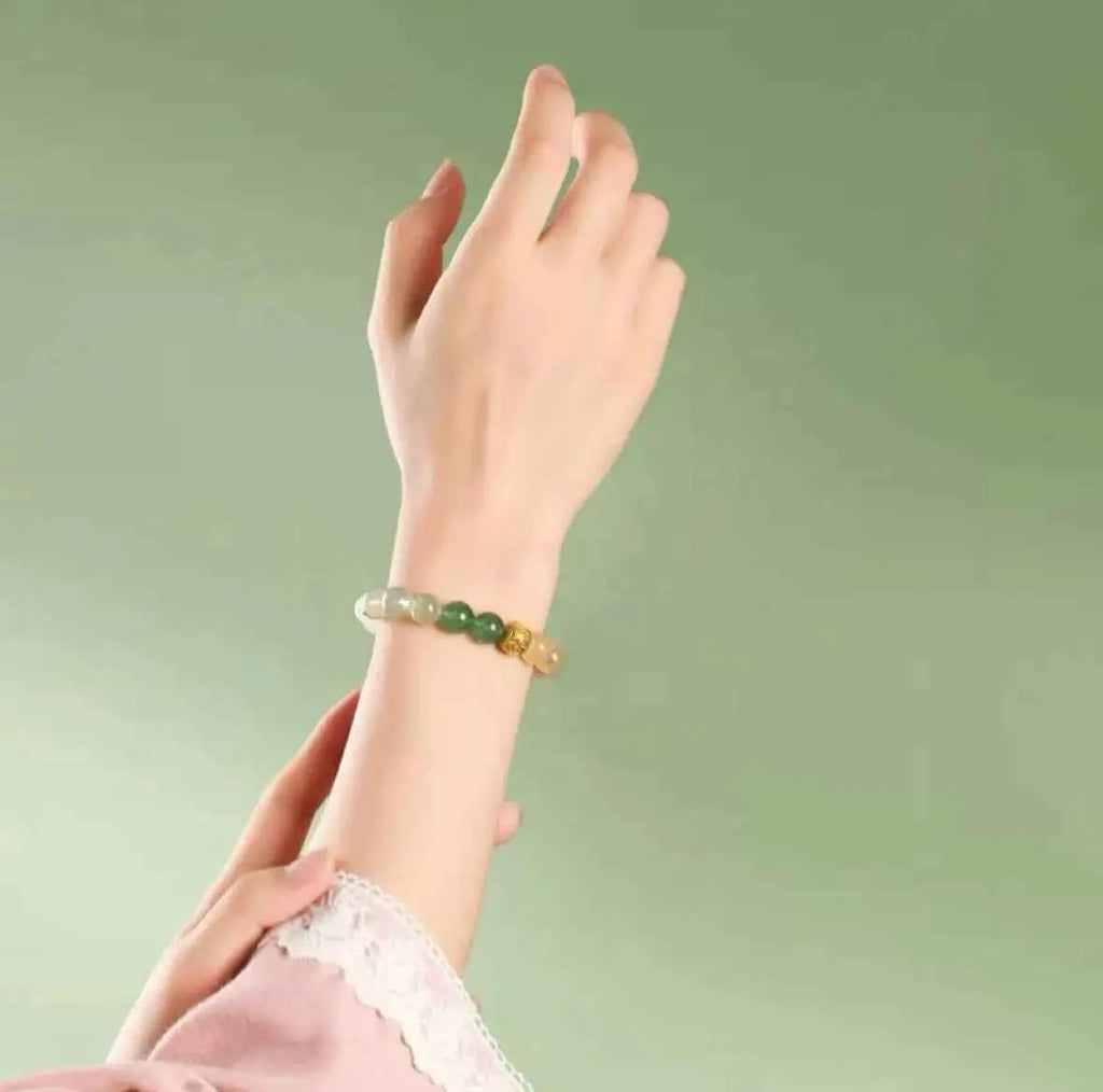 Natural Yellow Asai Gold and Yutang Rich Household Bracelet Female Zakilam Lack of Five Elements Supplement Gold Wood HandString