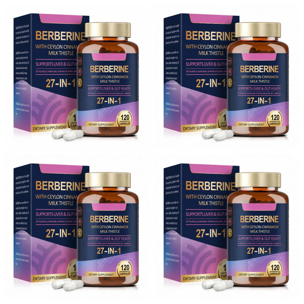 27 in 1 Berberine Supplement with Ceylon Cinnamon, Milk Thistle for Liver Gut Health Immunity Men & Women 120 Vegan Capsules Healthy supplements