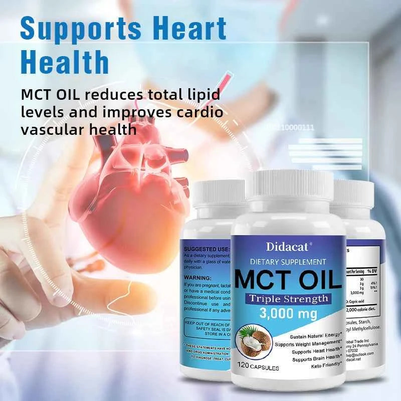 MCT Oil Dietary Supplement, Help Weight Management, Supports Energy, Ketogenesis and Brain Health, Ketogenic Friendly
