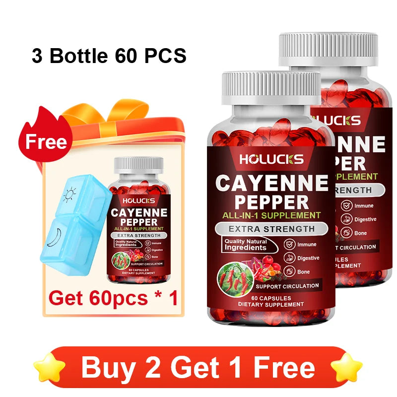 Premium Cayenne Pepper Supplement, with Grape Seed Oil, Turmeric, for Bone & Joint Health, Daily Digestive & Immune Health Healthy supplements