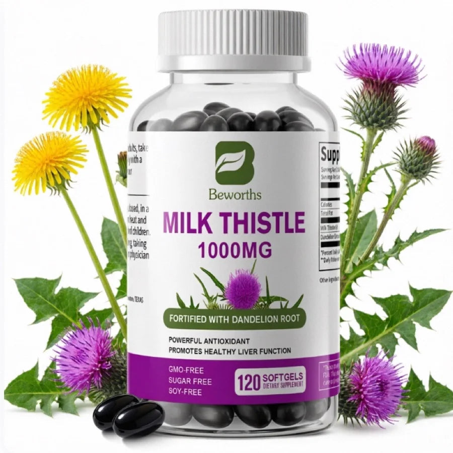 BEWORTHS Milk Thistle Extract Capsule for Liver Health Detox Liver Function Health Skin Care Gut Wellness Gluten Free Vegan Healthy supplements