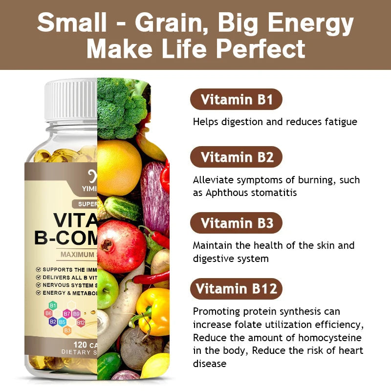 Vitamin B Complex Supplement, Supports Immune System, Nervous Health, Energy Production & Metabolic Balance for Men & Women Healthy supplements