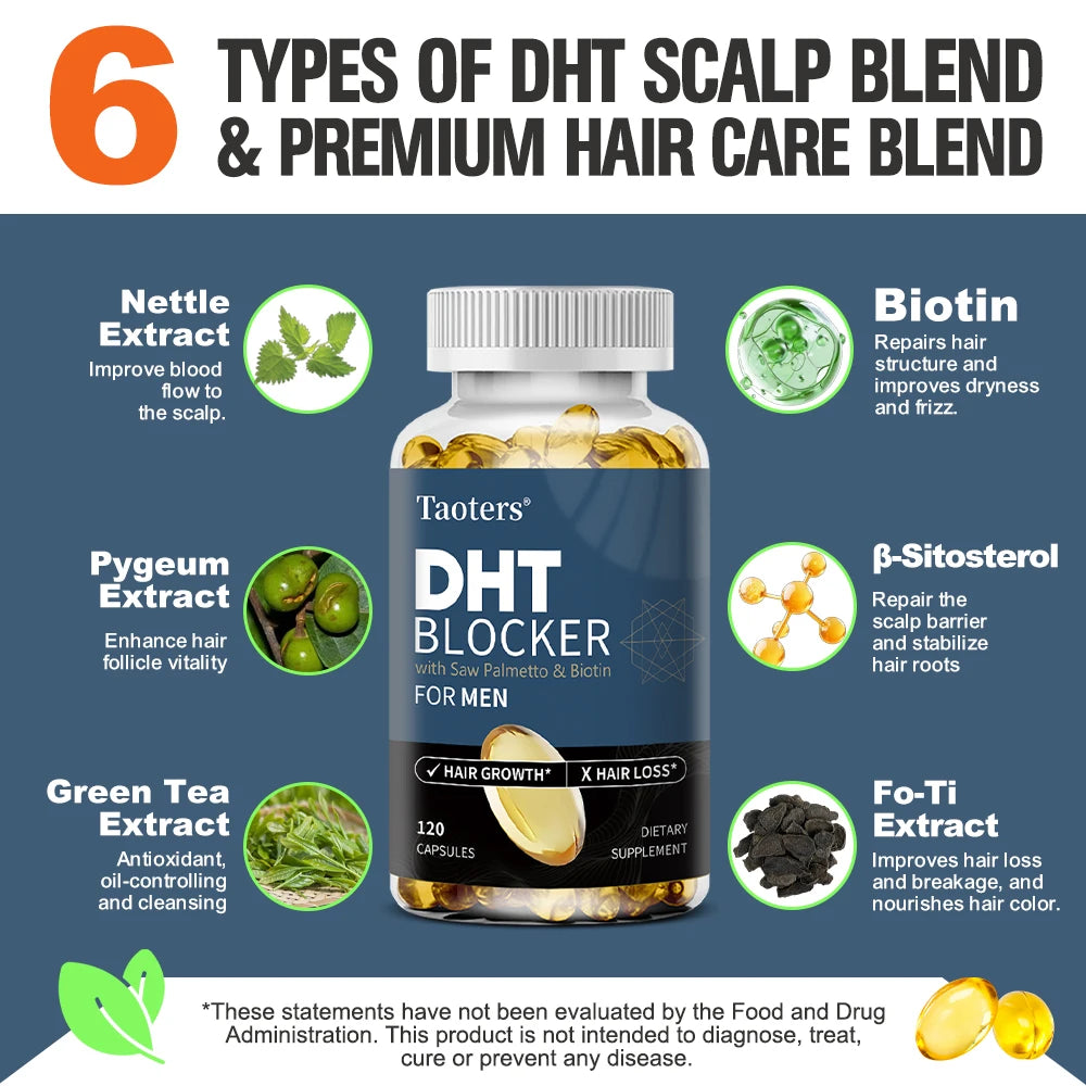 DHT Blocker Hair Growth Supplement with Saw Palmetto, Support Thicker Hair Reduce Thinning & Breakage, Boost Scalp Health Healthy supplements