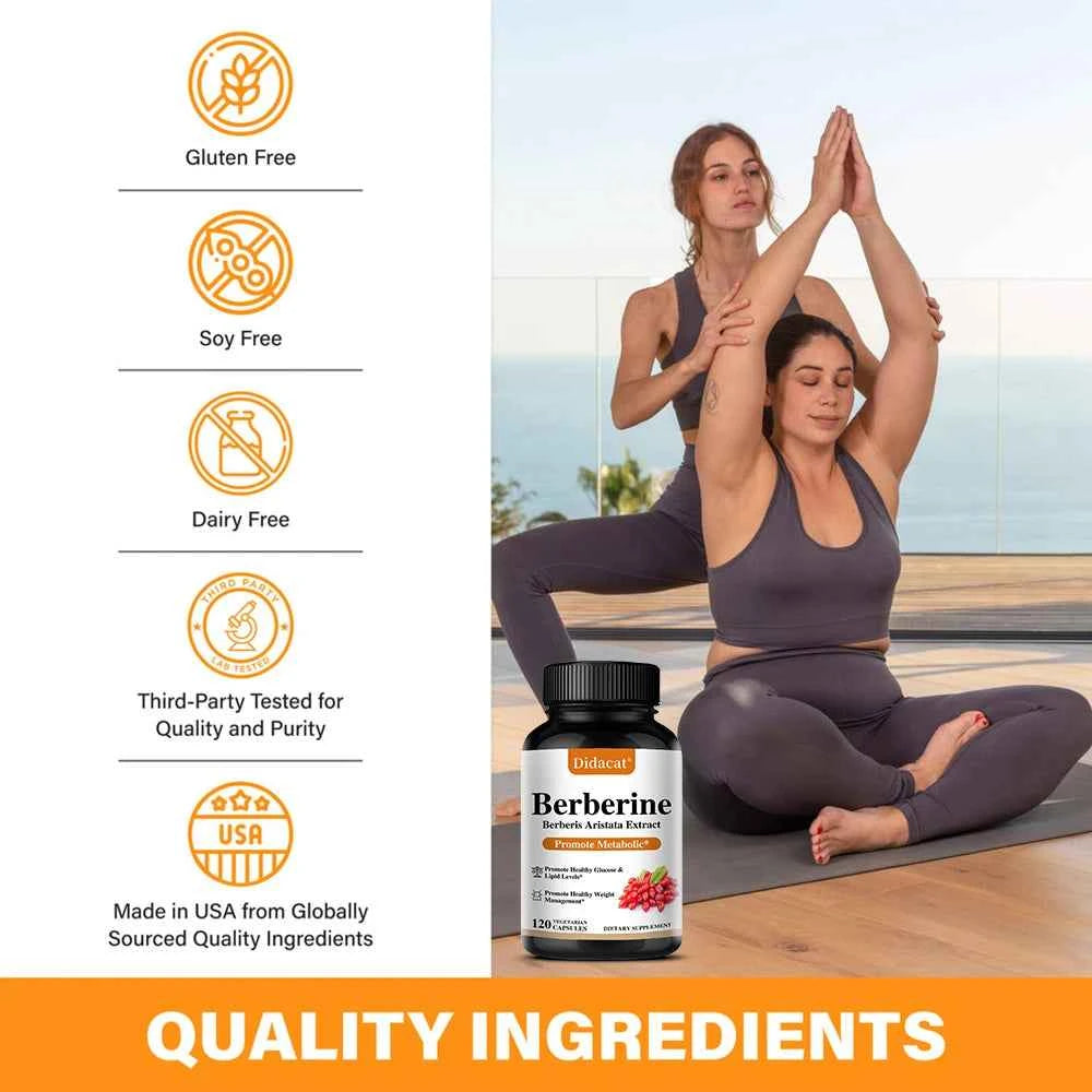 Berberine 500 Mg Dietary Supplement - Metabolism, Healthy Weight Management, Circulatory Health, Blood Lipids, Blood Sugar