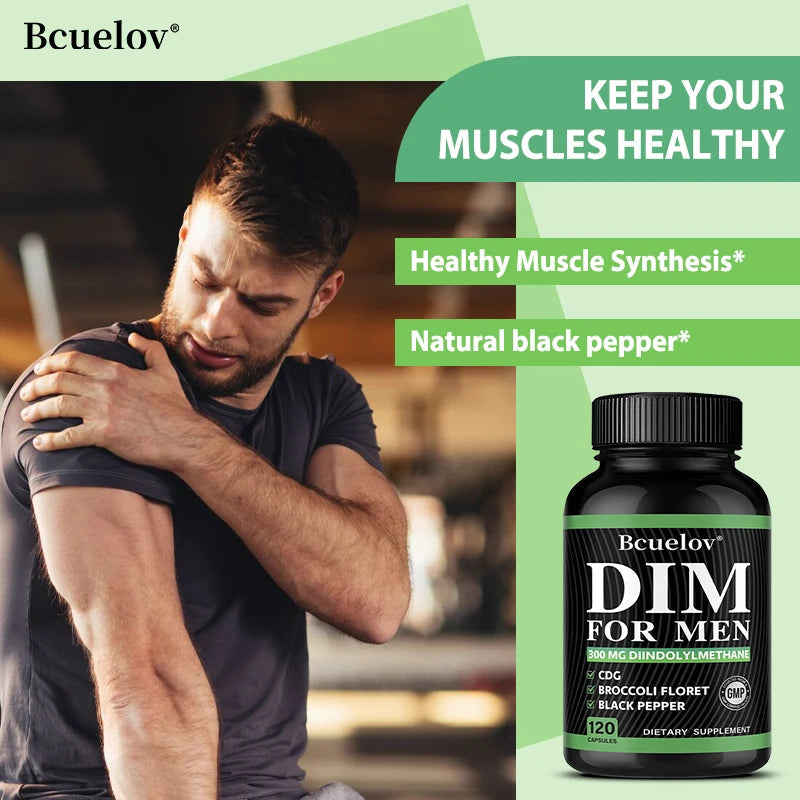 DIM Supplement 120 Capsules with Piperine - Hormone Balance Menopause Prostate Health Metabolism Support, Increase Muscle Mass Healthy supplements