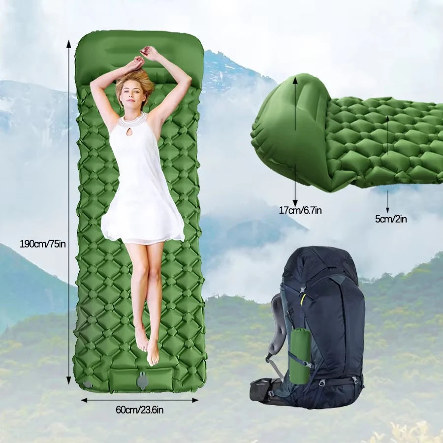 190*60cm Outdoor Camping Inflatable Mattress Sleeping Pad With Pillows Ultralight Air Mat Built In Inflator Pump Hiking RV Healthy supplements