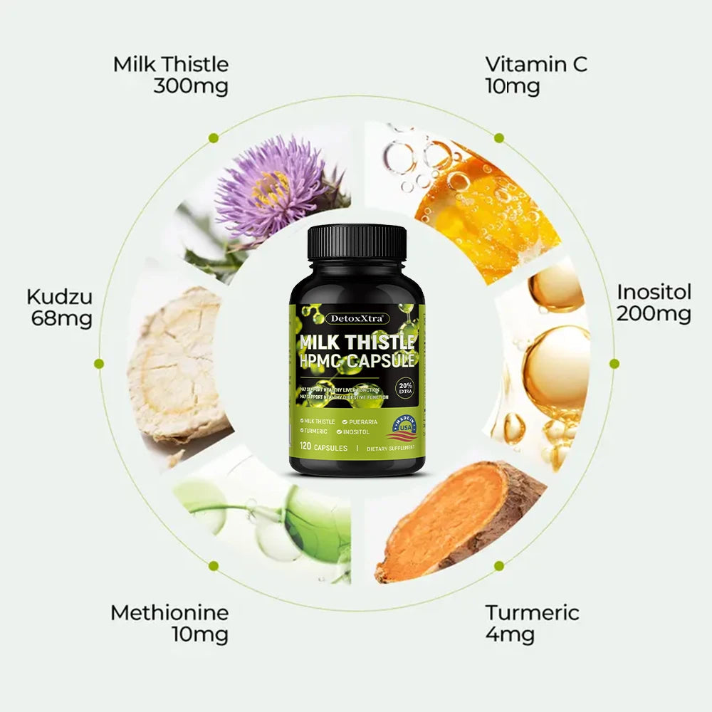 Milk Thistle Liver Cleanse Detox Health Supplement, Supports Healthy Liver Function Men & Women, Boosts Immunity, Antioxidant Healthy supplements