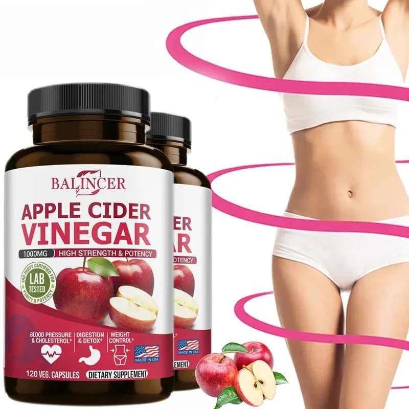 Premium Apple Cider Vinegar Capsules for Weight Management and Detox – 120 Non-GMO Capsules