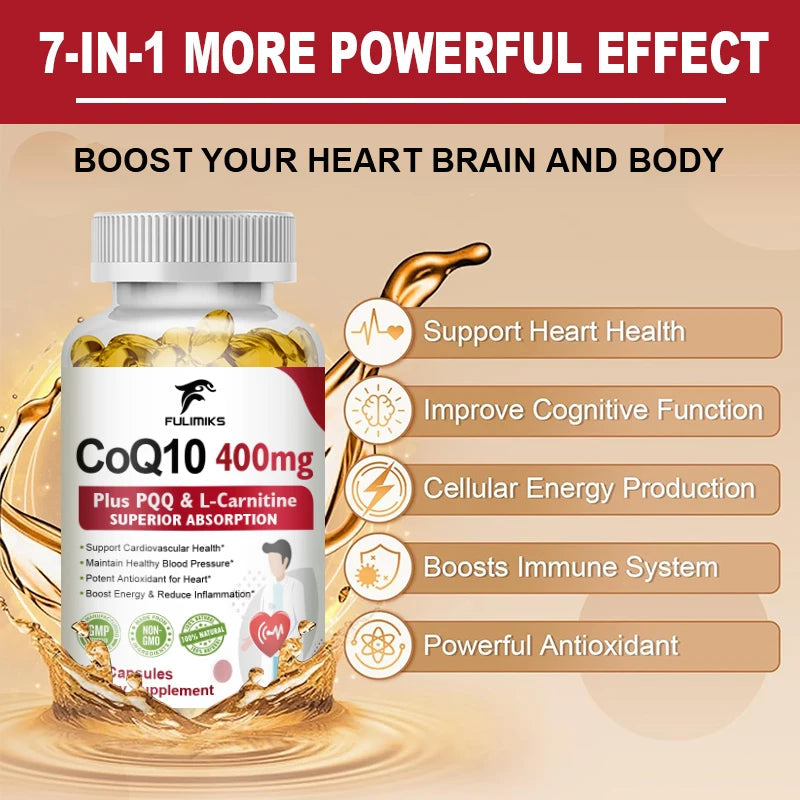 Premium Coenzyme Q10 Supplement, with Omega-3s & Vitamin E, Promotes Heart Health, Cellular Energy, Antioxidant & Healthy Aging Healthy supplements