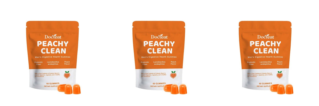 Docteat Peachy Clean Men's Digestive Health Gummies Prebiotic & Probiotic Blend Peach Flavor 60 Gummies Dietary Supplement Healthy supplements