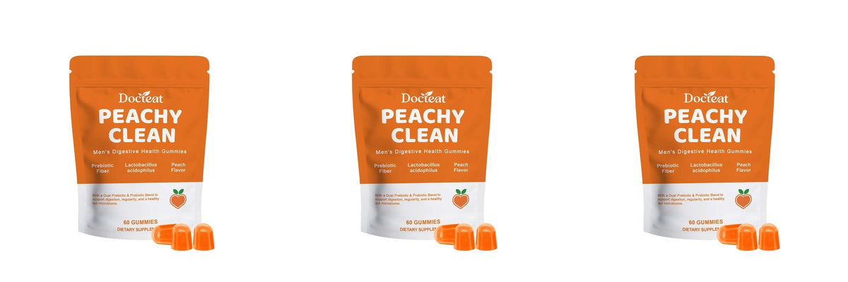 Docteat Peachy Clean Men's Digestive Health Gummies Prebiotic & Probiotic Blend Peach Flavor 60 Gummies Dietary Supplement Healthy supplements