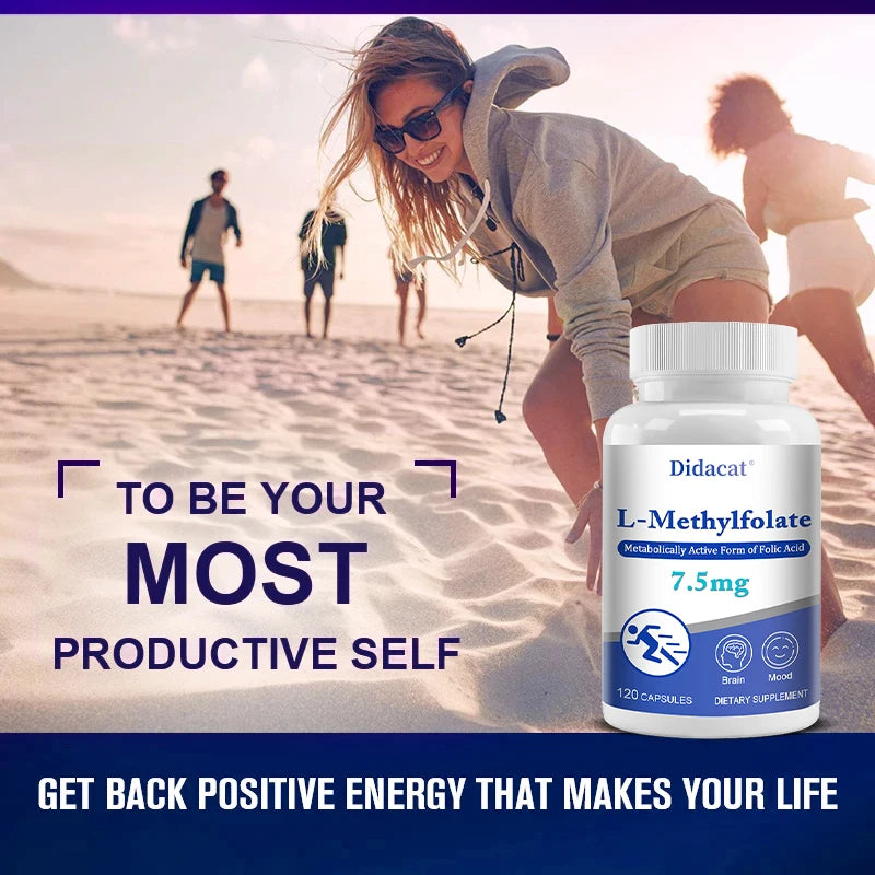 L-Methylfolate 7.5 Mg - L Methyl Folate, Methylfolate Supplement Capsules for Women & Men, Promote Brain Health, Focus, Calm Healthy supplements