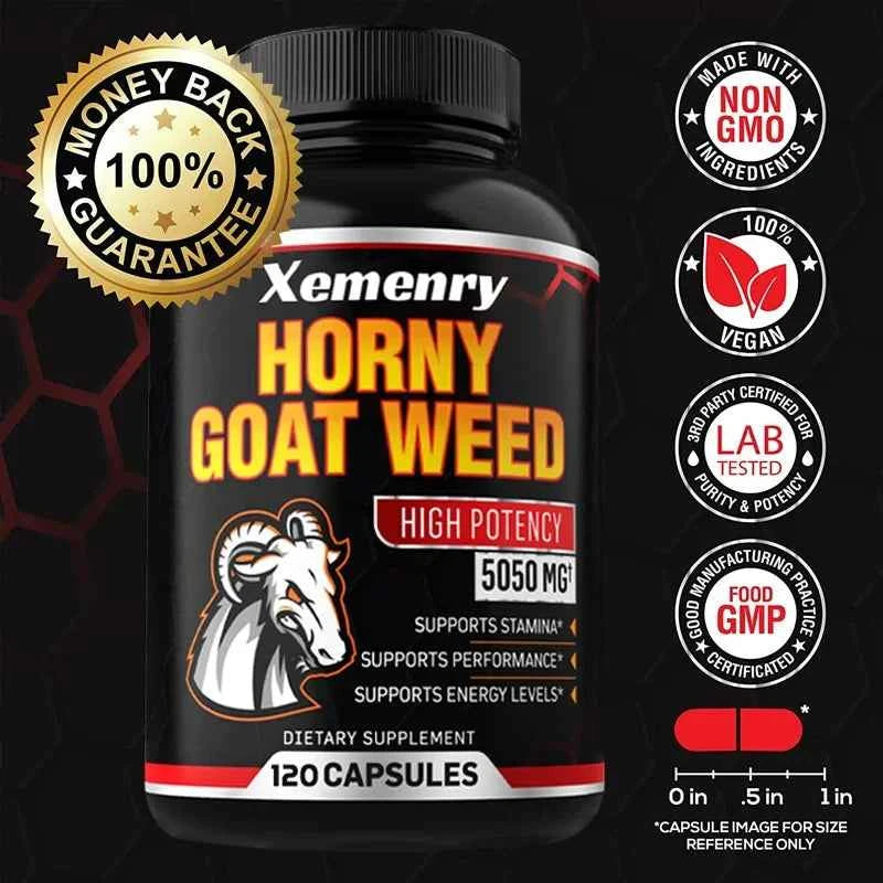 Men's Horny Goat Weed Capsules 5050 mg Formula Contains Black Pepper Extract