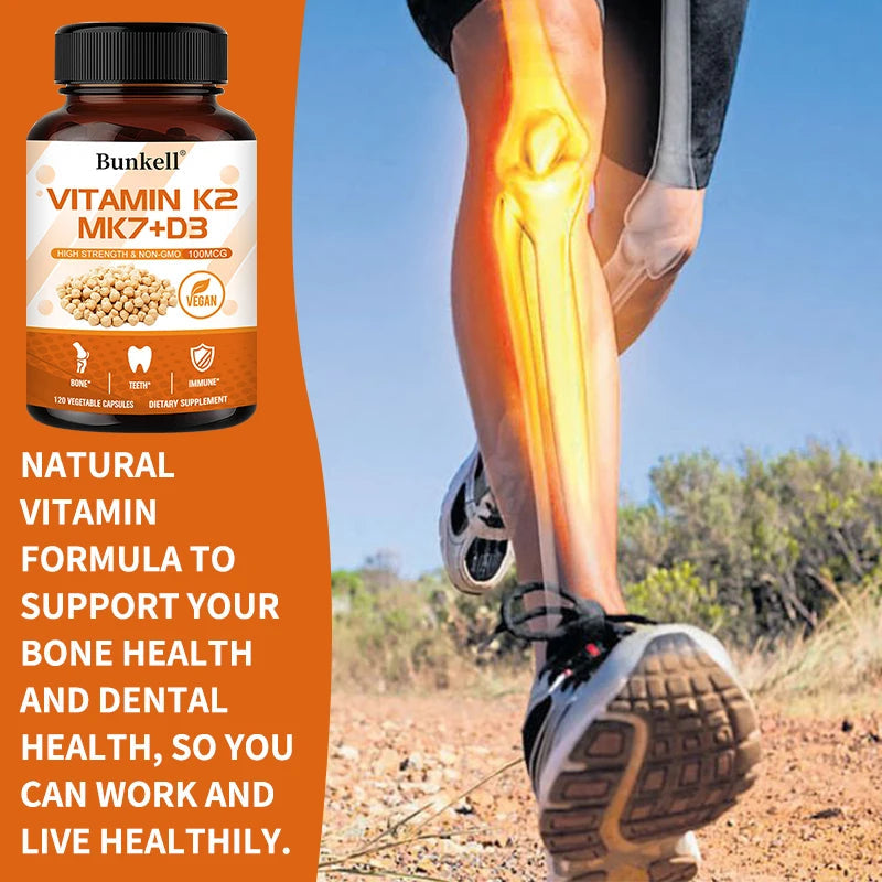 Bunkell Vitamin D3 + K2 Supplement Supports Bone and Dental Health and Enhances Immunity for Men & Women Healthy supplements