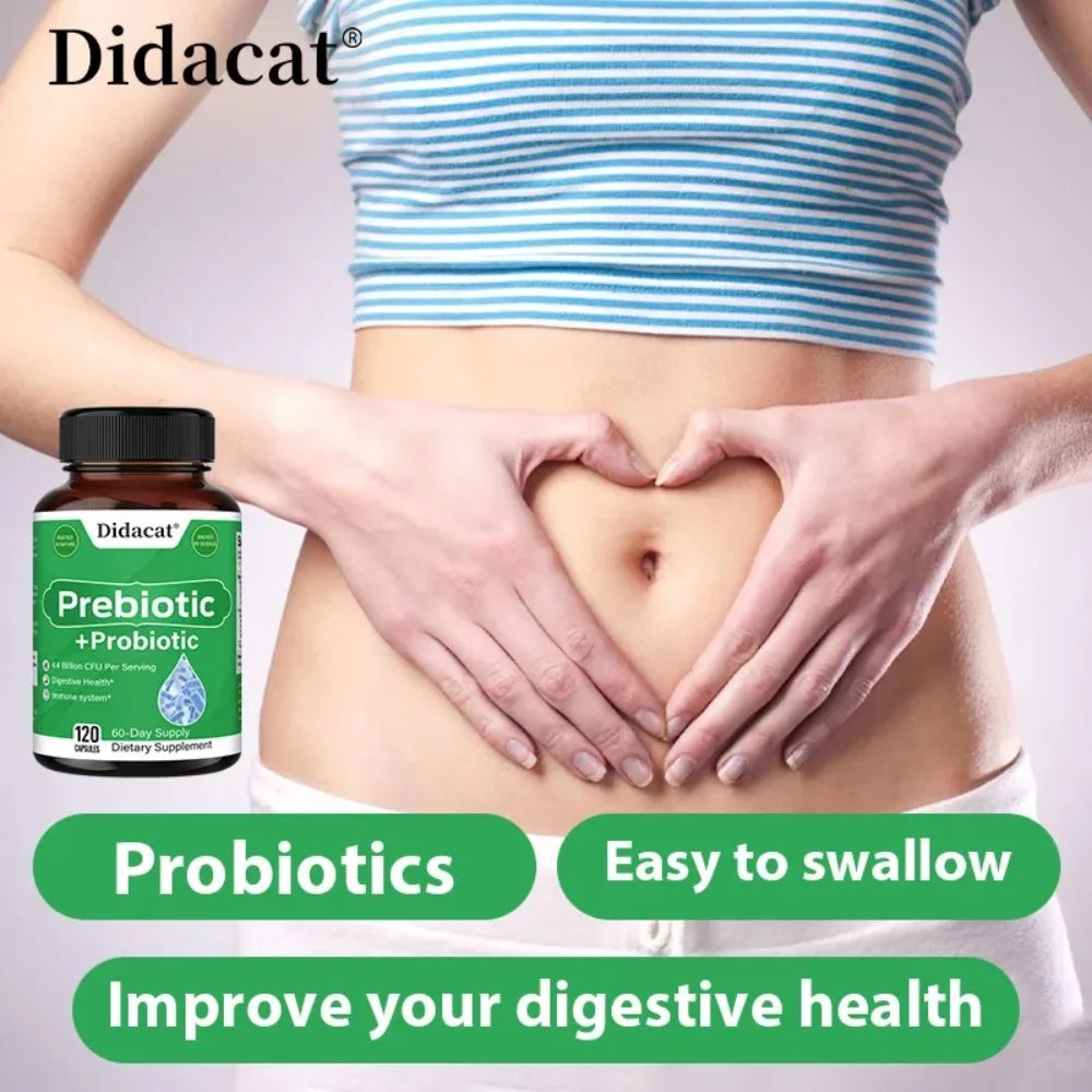 Probiotics & Prebiotics Supplement for Women & Men, Support Digestive Health, Gut Health, Immune System, 120 Capsules Healthy supplements