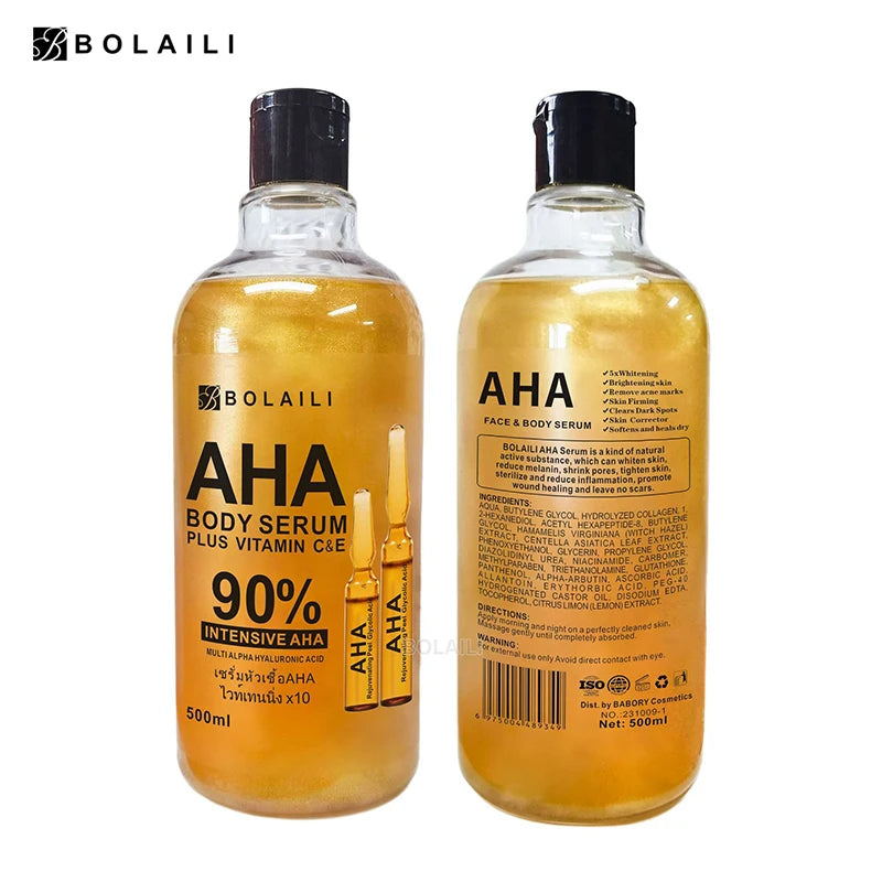 ALPHA Hydroxy Acids 24K Gold Face Body Serum Vitamin C&E Essence Firming Moisturizing Spots Remover Whitening Skin Care 500ml Healthy supplements