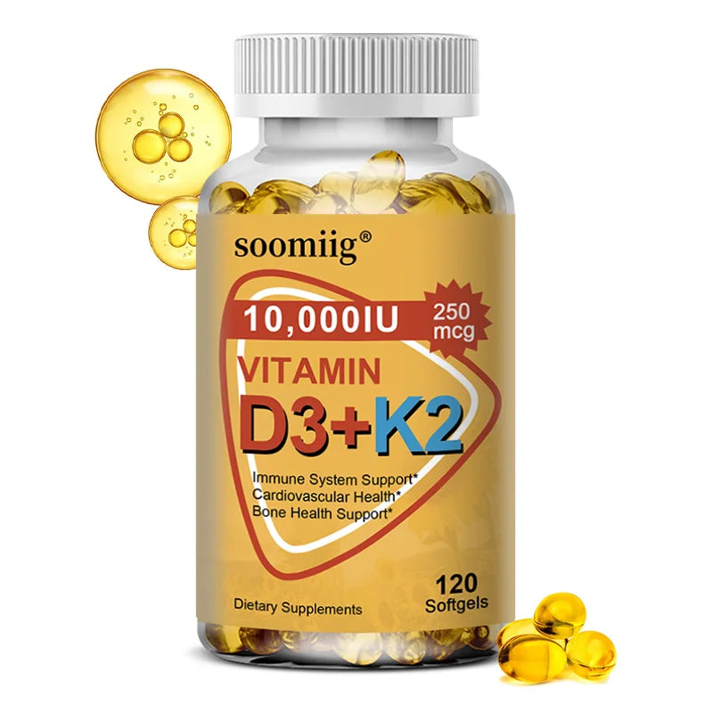 Vitamin D3 K2 Softgel Capsule Supplement Support Joint, Bone and Immune Health Strong Bones & Healthy for Men Women Healthy supplements