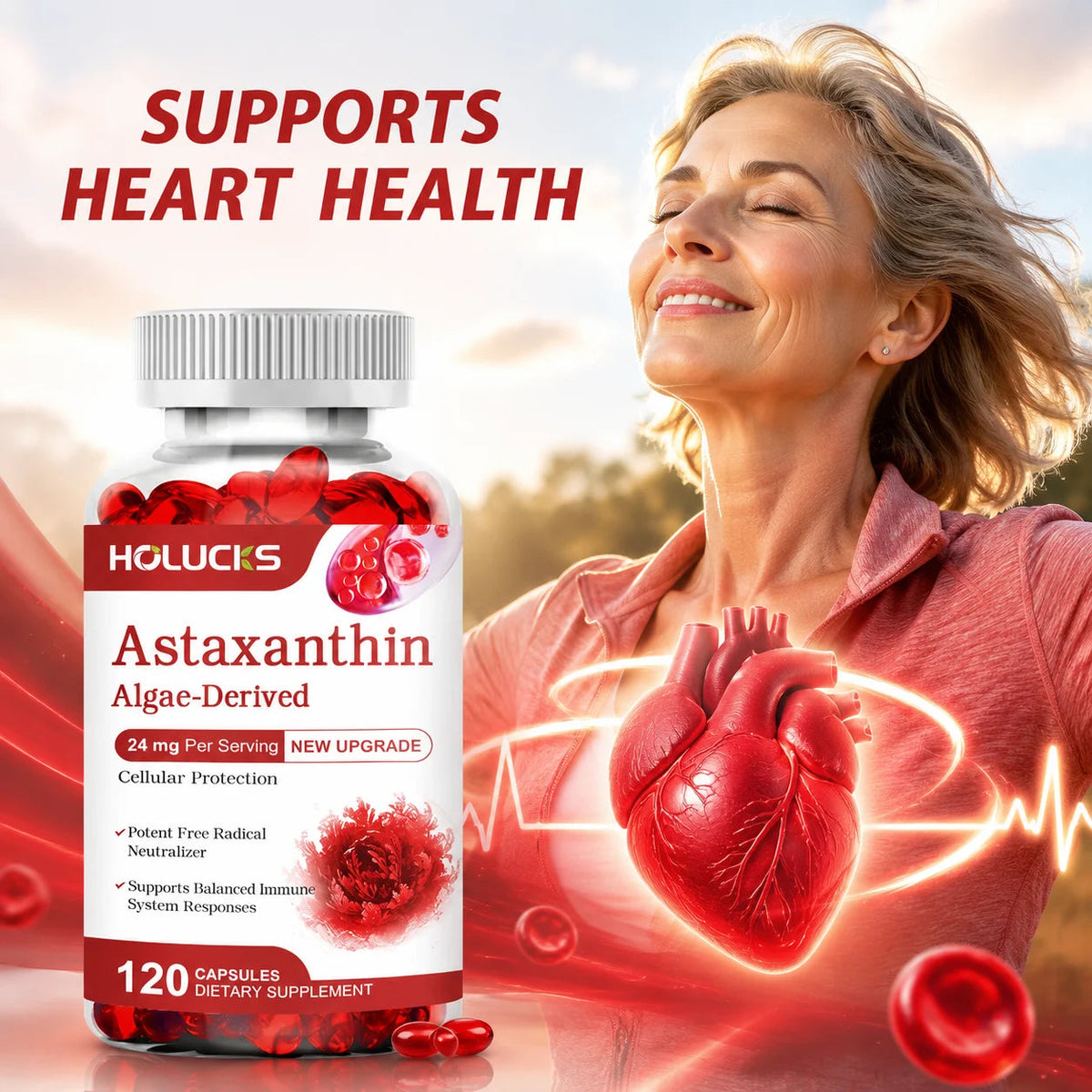 Astaxanthin 24mg Supplement, for Cardiovascular Health, Anti-aging,Support Eye,Skin,Joint, Heart & Immune Health, Antioxidant Healthy supplements