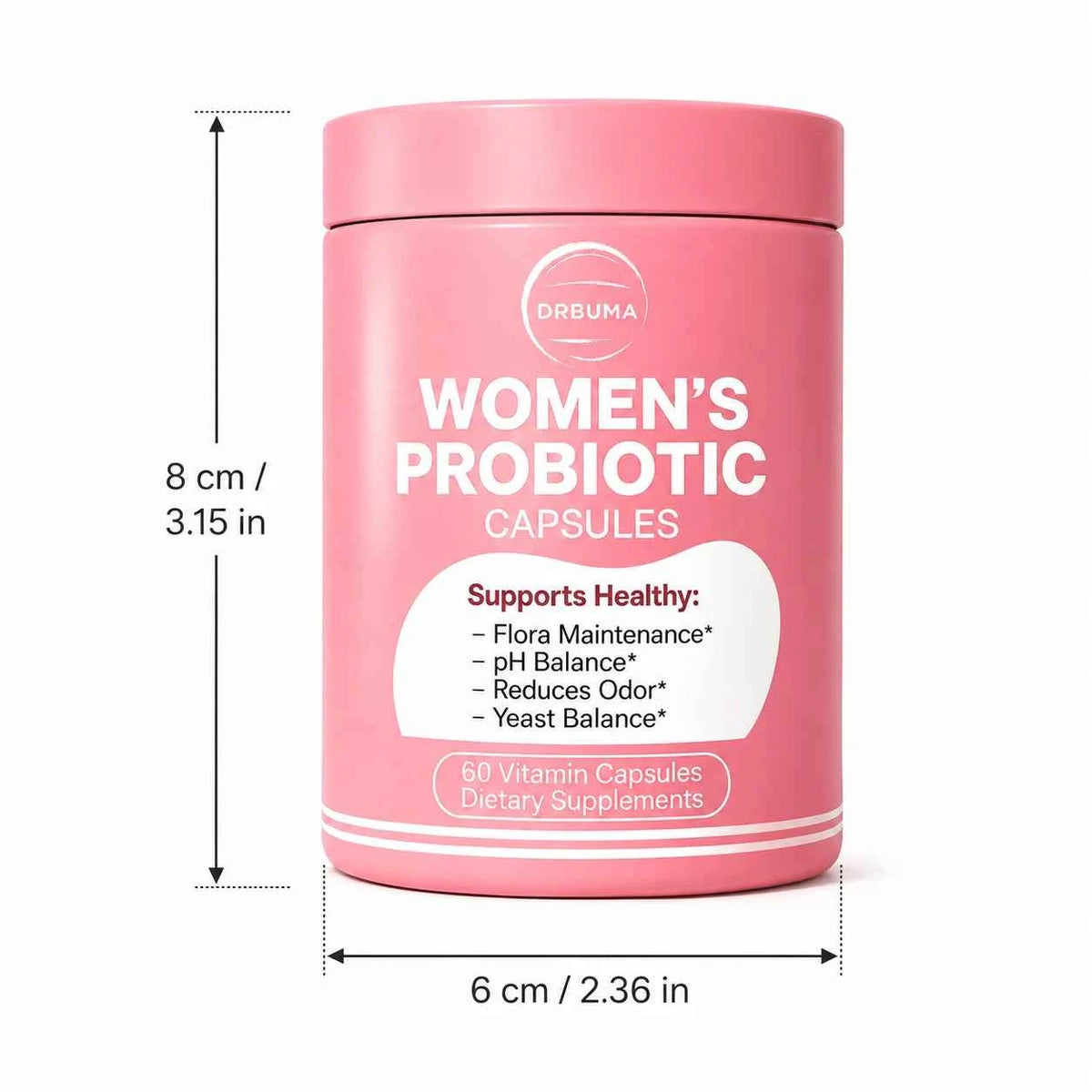 60-Capsule Probiotic Supplement for Women, Ideal Daily Dietary Nutritional Supplement, Portable Pink Bottle, Daily Care Partner for Females, Easy to Carry for Home, Office and Travel Use, Nutritional Supplement for Women’s Vibrant Lifestyle