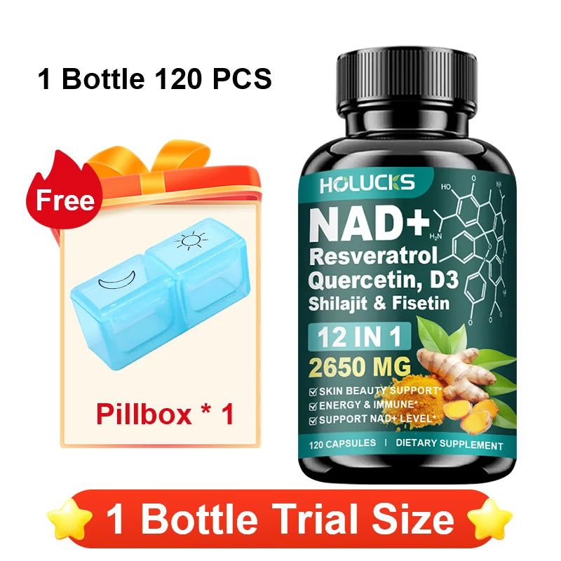 High Potency NAD+ Supplement, with Quercetin, Fisetin, Support Daily Vitality, Skin & Nails Health, Immune, Overall Well-Being Healthy supplements