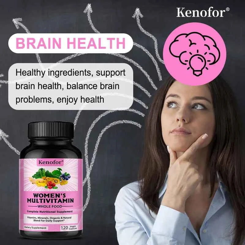 Women's Complete Multivitamin Multimineral Capsules - Hair Skin Nails & Joint Support, Heart Brain Immune Health, 120 Counts
