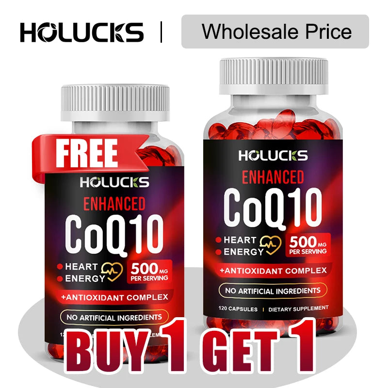 Buy 1 Get 1 Free! CoQ10 500mg Supplement, for Heart Health, Energy Production & Antioxidant, Promotes Radiance, Men & Women Healthy supplements