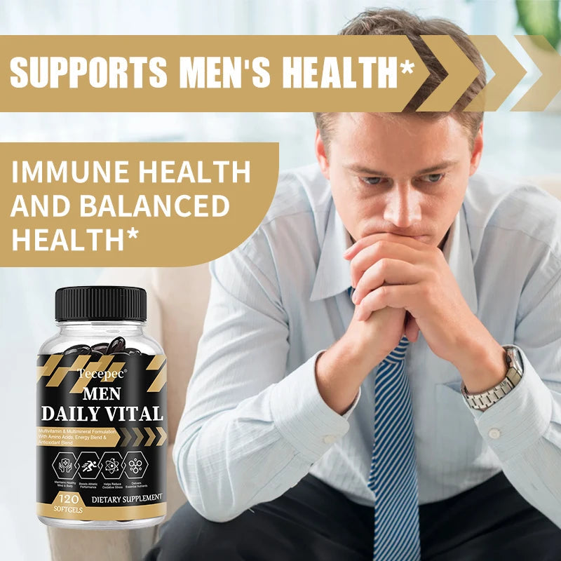 Men's Daily Multivitamin & Mineral Supplement, 22 Essential Nutrients, Supports Energy, Stamina, Immune, Brain & Muscle Health Healthy supplements