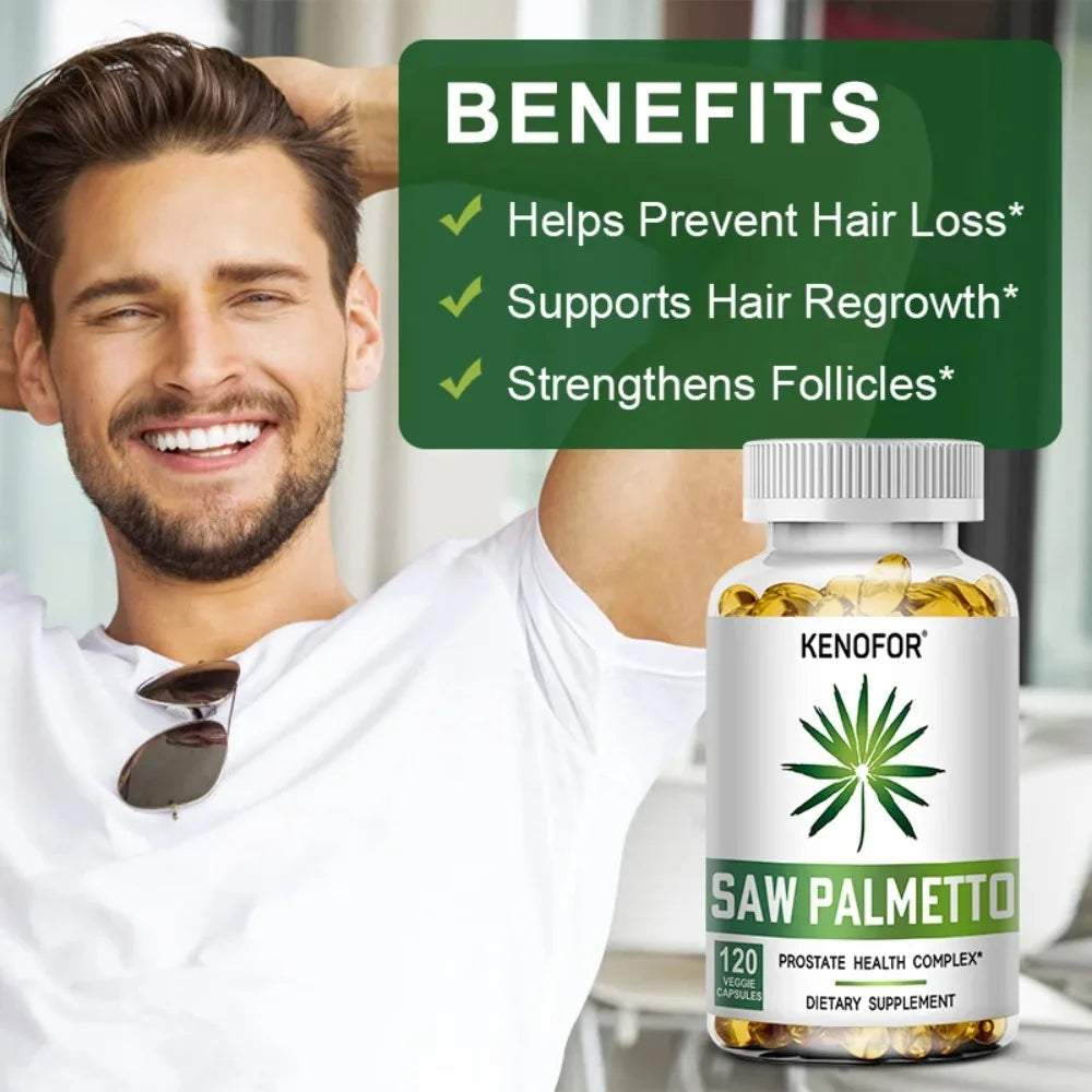 Saw Palmetto Extract Capsules Prostate Health Supplement Hair Growth for Mens Help Normal Urination Frequency Healthy supplements