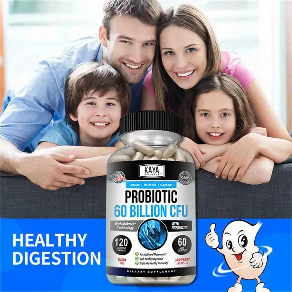 Probiotic 60 Billion CFU - Probiotics for Women and Men, Gut Health & Immune Support Supplement, Provides Digestive Support