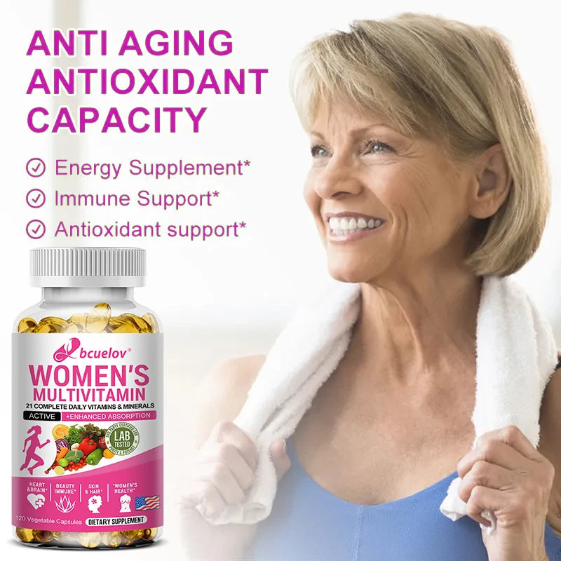 Daily Multivitamin for Women Capsules - Multivitamin and Multimineral Supplement for Skin Hair Health Energy Immune Support Healthy supplements