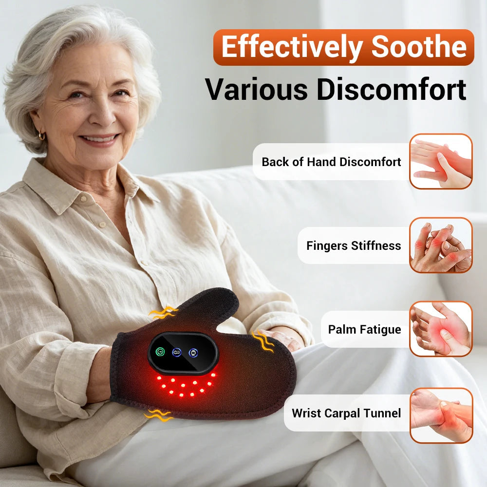 Cordless Heated Glove LED Light Hand Massager Rechargeable Hand Warmer for Wrist Finger Joint Relief Full Wrap Relaxation Healthy supplements
