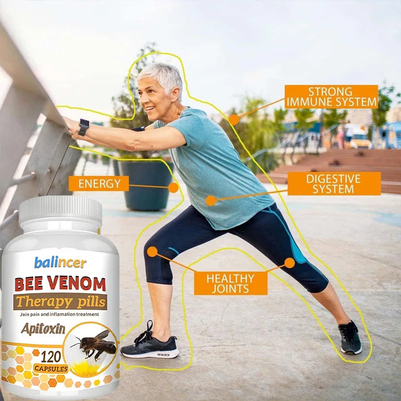 Premium Bee Venom Extract Capsules, Immune Boosting, Antioxidant, Joint and Bone Supplement, Non-GMO, 120 Capsules Healthy supplements