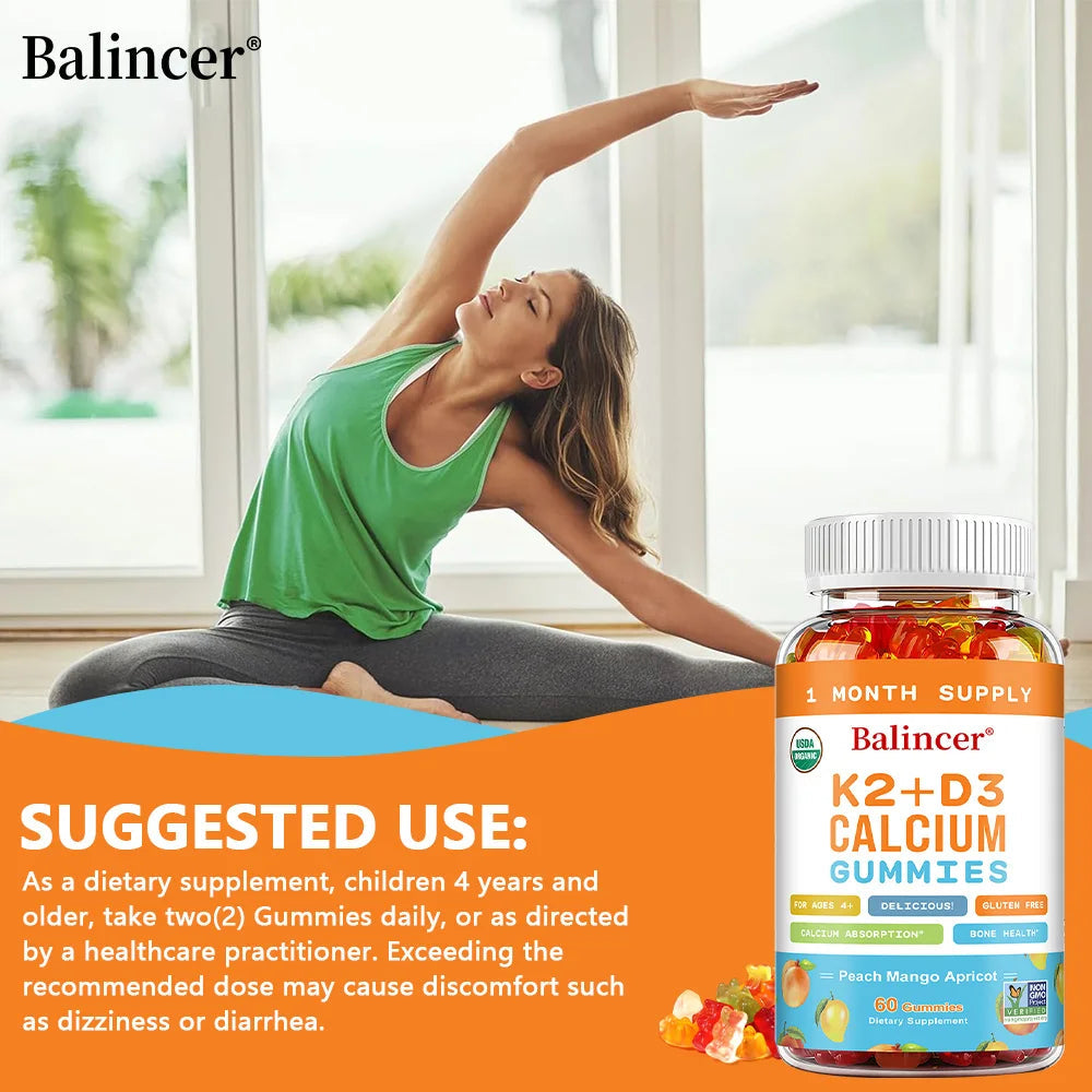 3-in-1 Gummies with Vitamins D, K2, and Calcium Supplements To Support Bone and Heart Health and Boost Immune Health Healthy supplements