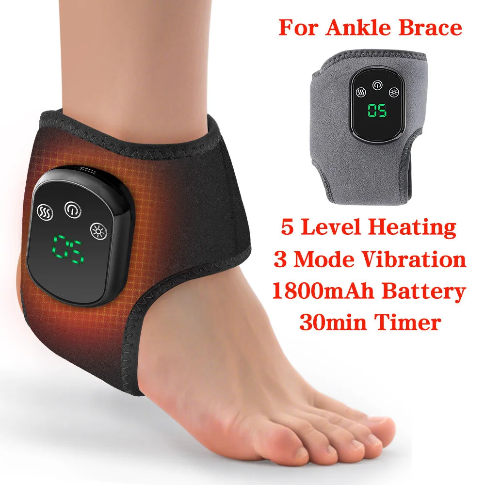 Electric Ankle Massager Hot Compress Vibration Ankle & Wrist Massage Wrap for Joint Protection Ankle Support Brace Wristband Healthy supplements