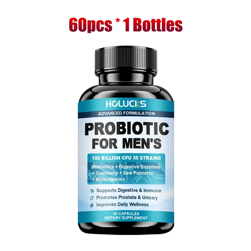 HOLUCKS Men's Probiotic Supplement with Prebiotics & Enzymes, Support Gut Health, Immune System & Daily Overall Wellness for Men Healthy supplements