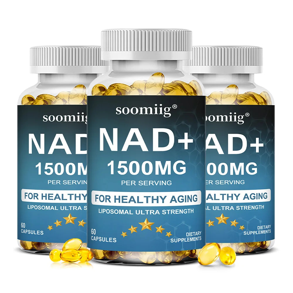 NAD+ Supplement-with Trans-Resveratrol, Support Skin Health, Cell Repair, Brain Cognition, Anti-Aging, Antioxidant, 120 Capsules Healthy supplements