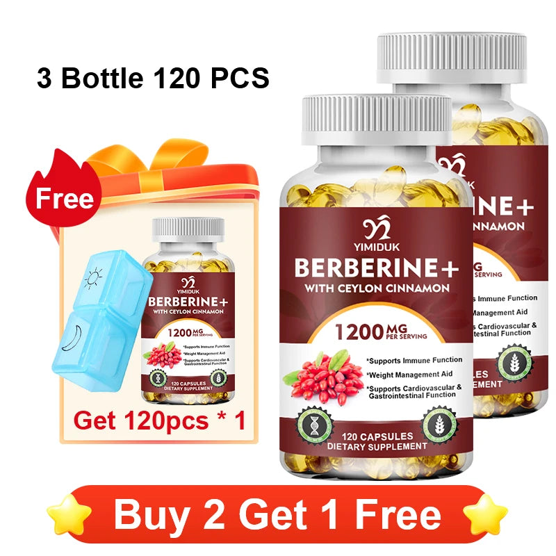 Premium Berberine + Ceylon Cinnamon Supplement, Supports Cardiovascular Health, Glucose Balance, Immunity & Digestive Wellness Healthy supplements