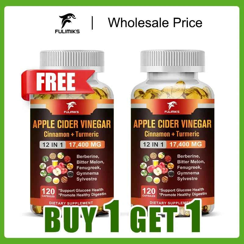 Buy 1 Get 1 Free! Premium Apple Cider Vinegar Capsules for Digestive Health & Natural Weight Management
