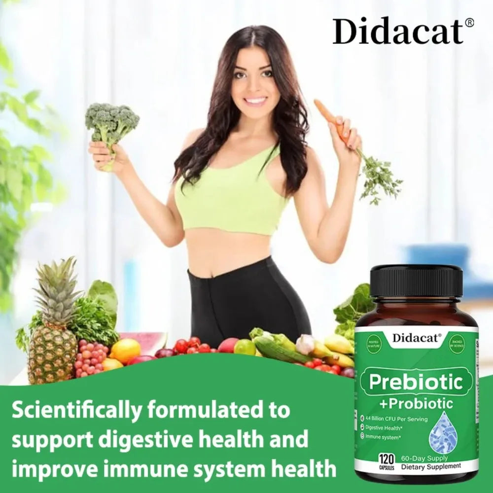 Probiotics & Prebiotics Supplement for Women & Men, Support Digestive Health, Gut Health, Immune System, 120 Capsules Healthy supplements