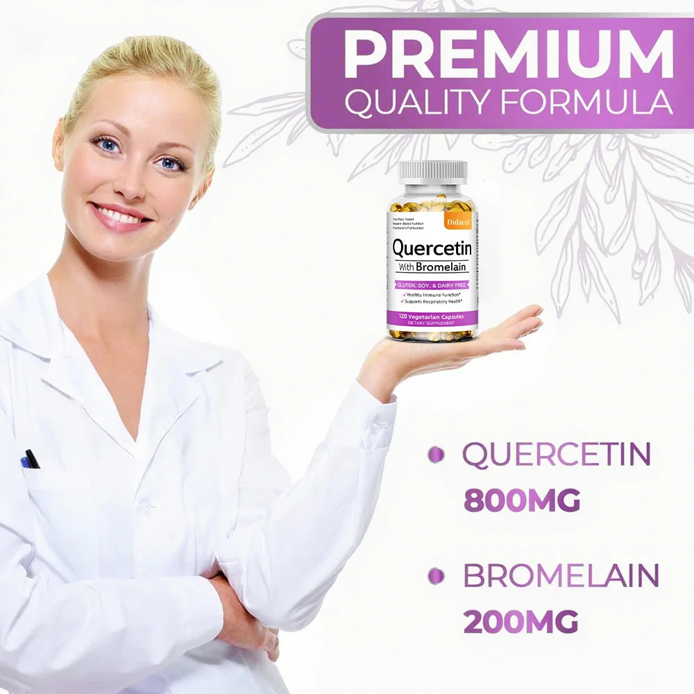Quercetin with Bromelain Supplement, Enhance Immunity Respiratory, Antioxidant and Help Maintain Cardiovascular Health Healthy supplements