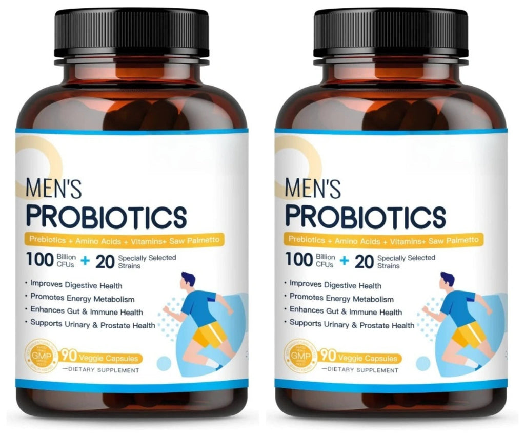 Men’s Probiotic Supplement 100 Billion CFU 20 Strains Prebiotics Digestive Enzymes Vitamins Gut Health Daily Wellness 90 Count Healthy supplements
