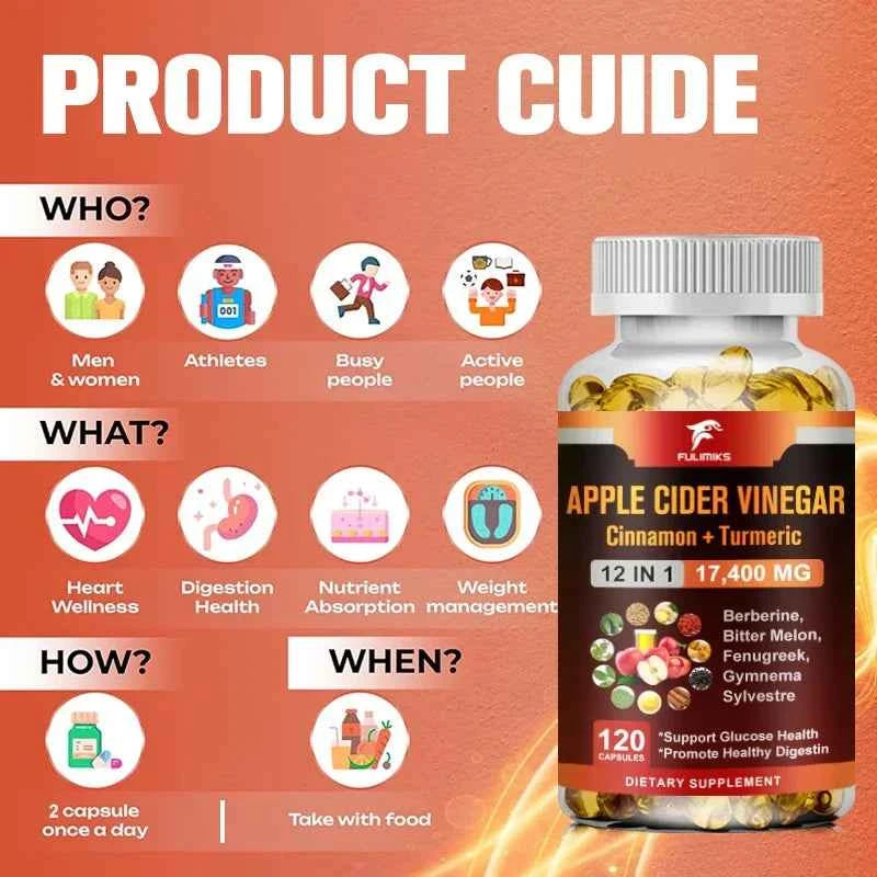 Buy 1 Get 1 Free! Premium Apple Cider Vinegar Capsules for Digestive Health & Natural Weight Management