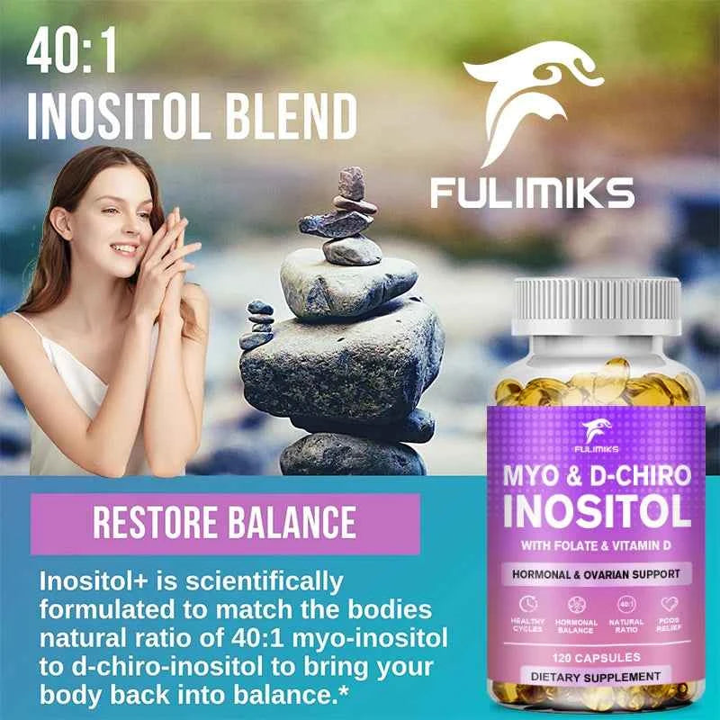 Premium Myo & D-Chiro Inositol Supplement, Support Hormone Balance, Healthy Cycles, Female Ovarian Health & Sugar Cravings