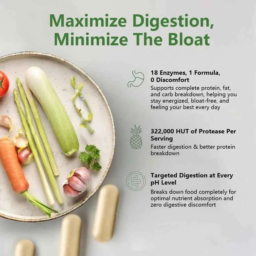 Digestive Enzyme Supplement-Supports Nutrient Absorption, Gut Health, Boosts Immunity, Non-GMO, Suitable for Both Men and Women