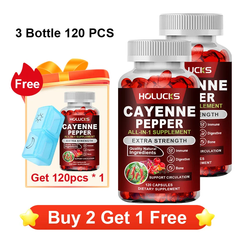 Premium Cayenne Pepper Supplement, with Grape Seed Oil, Turmeric, for Bone & Joint Health, Daily Digestive & Immune Health Healthy supplements