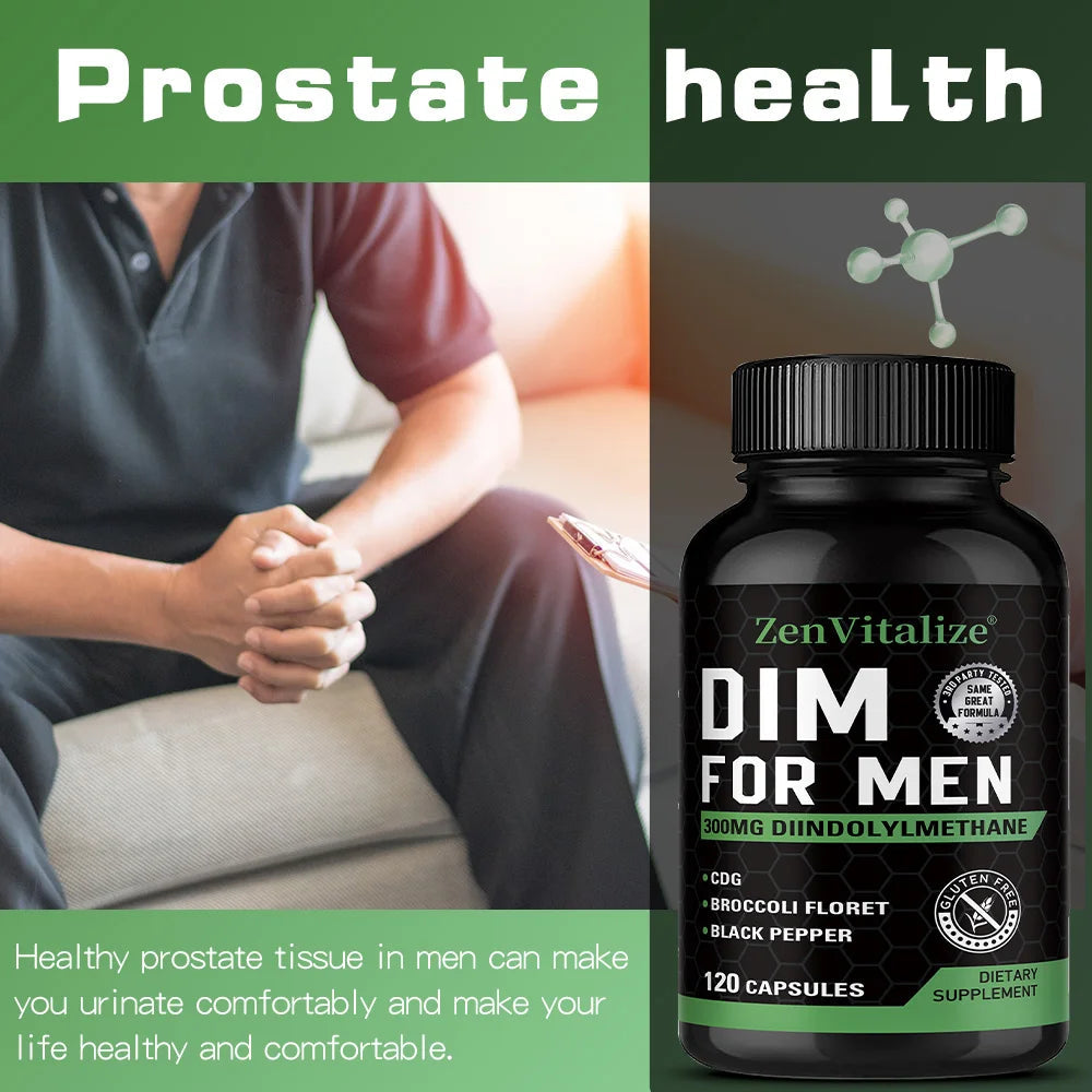 DIM Supplement for Men 300mg | Extra Strength Men’s Health Supplement with Broccoli and Black Pepper, Gluten-Free Healthy supplements
