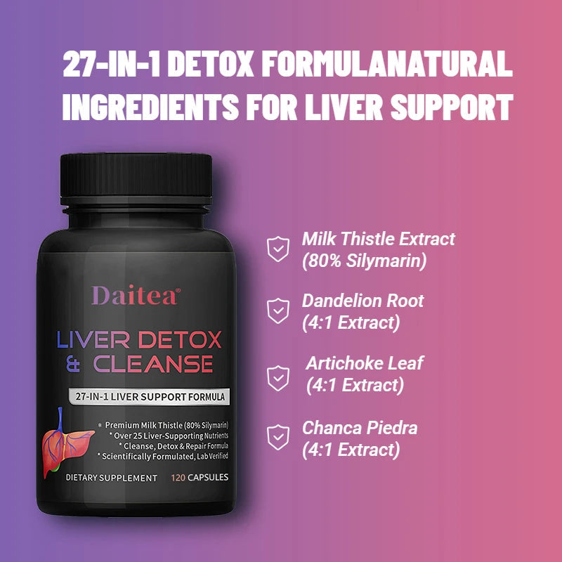 Liver Cleanse Detox Health Supplement With Milk Thistle Supports Healthy Liver Function Men & Women 30/60/120 Capsules Healthy supplements
