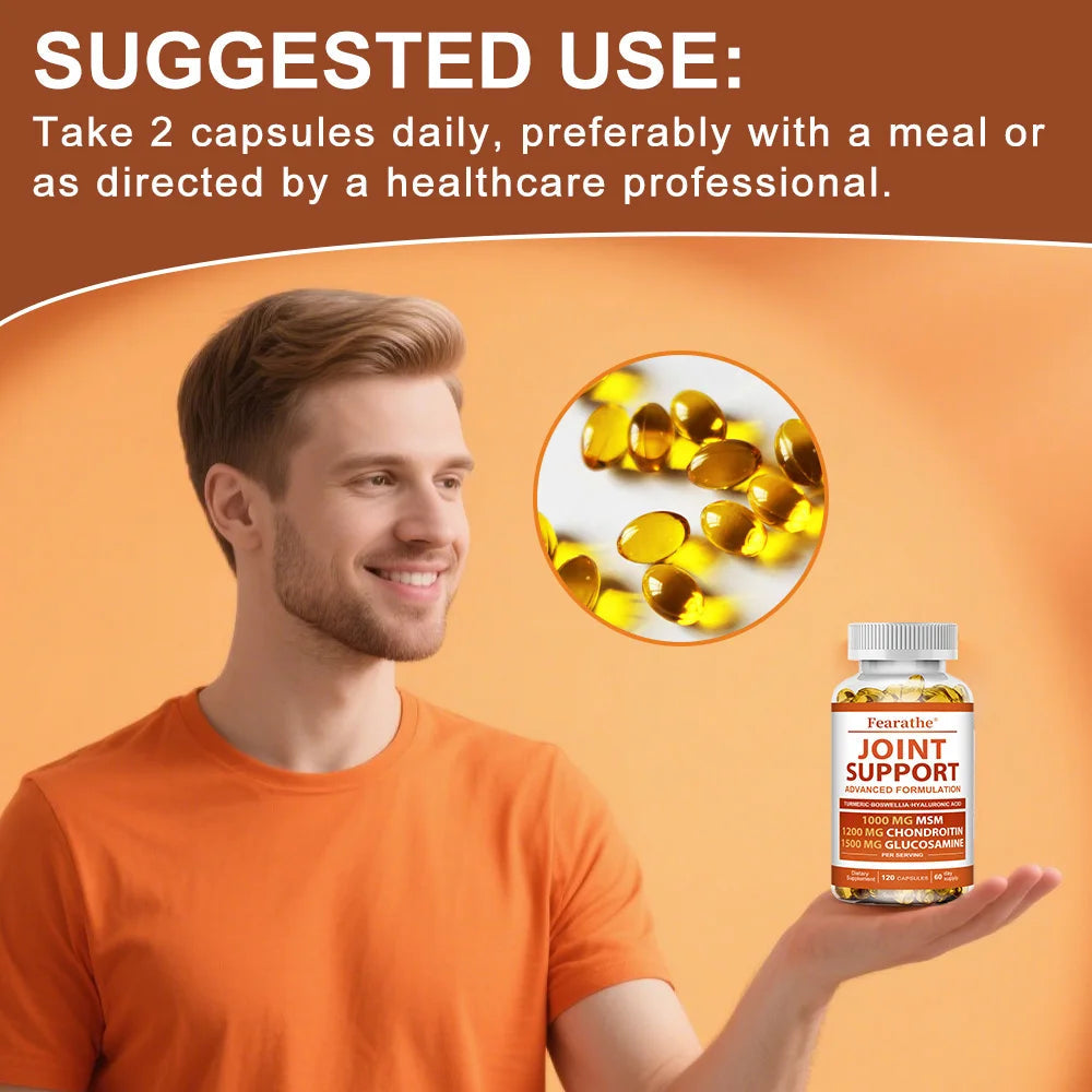 Joint Support - Glucosamine & Chondroitin & MSM,Joint Health Support, for Bone and Cartilage Health,120 Capsules Healthy supplements
