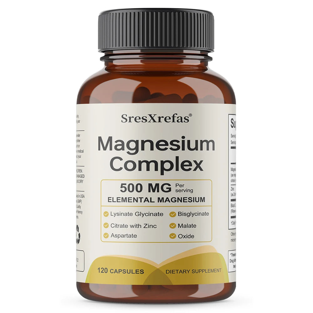 Magnesium Complex 500mg for Women & Men | 6 in 1 Magnesium Supplement with Zinc | Quality Sleep & Muscle Health Healthy supplements
