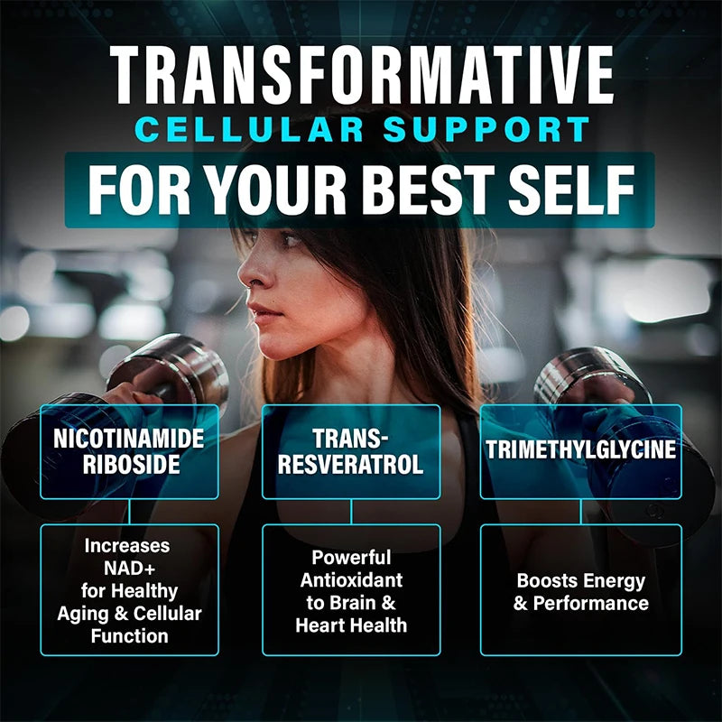 Premium NAD+ Supplement, with Pure NAD+ & Trans-Resveratrol,Vitamin, Support Cellular, Skin, Hair & Nail Health, Immune, sleep Healthy supplements